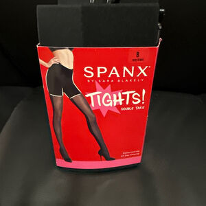 SPANX Black Double Take Tights Patterned Leg Size B/115-150lb 4’10”-5’9”